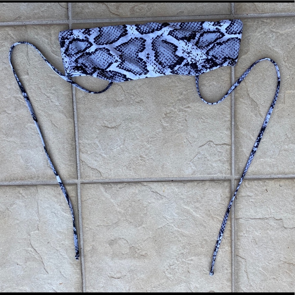 Snake Print Bandeau Bikini Top